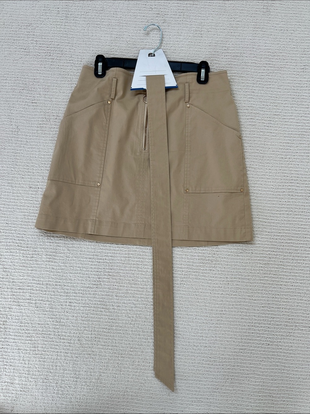 Women's Tan Mini Skirt by intermix with Tie Belt